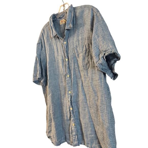 Faherty Men’s Palma 100% Linen Short Sleeve Button Up Shirt Blue Size XXL - Picture 6 of 7